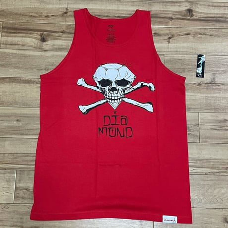 米国製 【L】 ダイヤモンドサプライ Diamond Supply Co タンクトップ 赤 スカル Skull