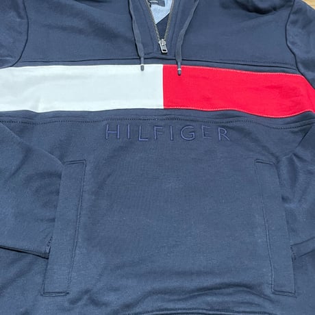 TOMMY HILFIGER USA トミーヒルフィガー HALF ZIP スウェット プルオーバーパーカー  紺
