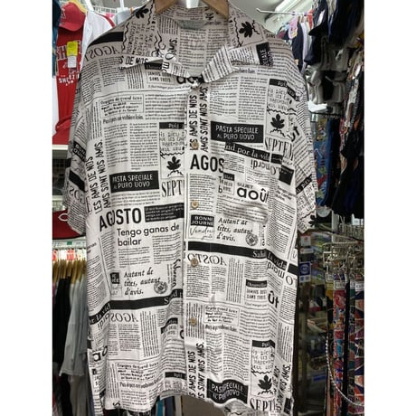 【特別SALE価格】 アロハシャツ ALOHA 半袖 ニュースペーパー ハワイアンシャツ 総柄 RB-39
