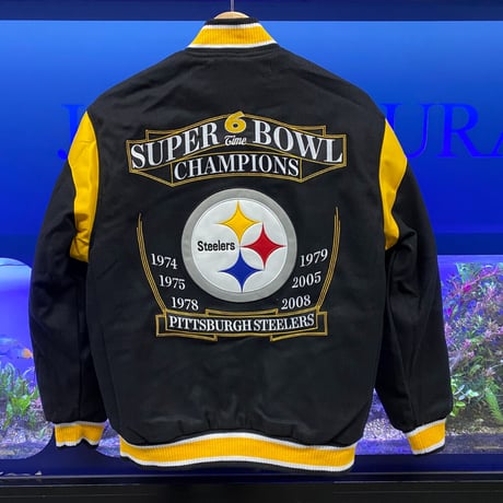 NLF公認 JHデザイン Steelers ピッツバーグ スティーラーズ 限定 チャンピオンズ リバーシブル スタジャン