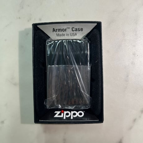 和柄 ZIPPO ジッポー 重厚 アーマー シェルフレーム 両面加工 ブラックニッケル仕上げ 象嵌装飾