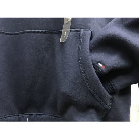 海外限定デザイン TOMMY HILFIGERトミーヒルフィガー signature プルオーバー 肉厚 パーカー 紺