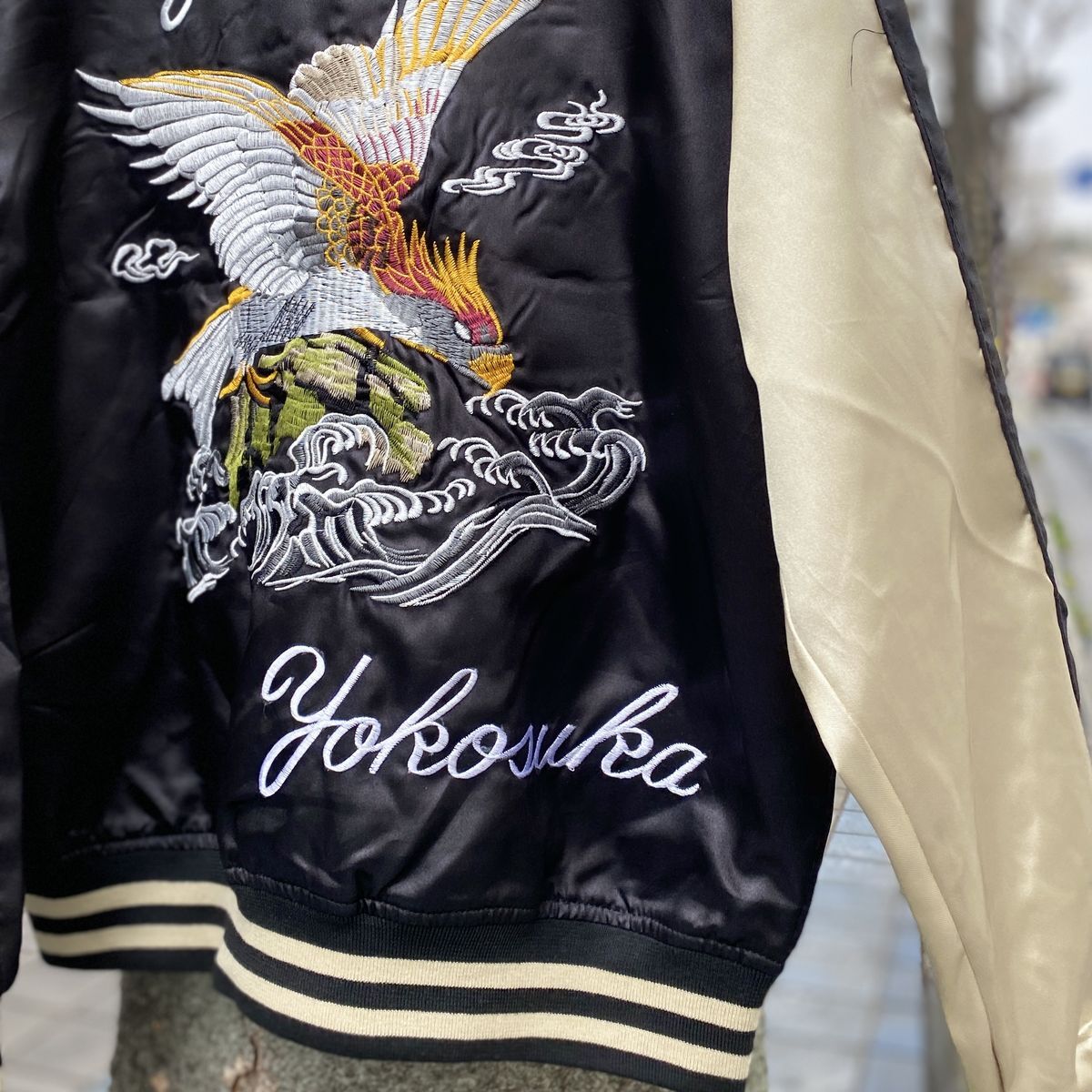 横須賀発祥 スカジャン Yokosuka刺繍入り SUKAJAN 鷹 Eagle 内ポケット