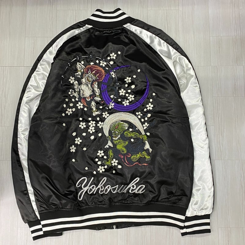 中綿入り Yokosuka刺繍入り スカジャン PUFF SUKAJAN 風神雷神 中綿入り Yokosuka刺繍入り スカジャン PUFF SUKAJAN 風神雷神