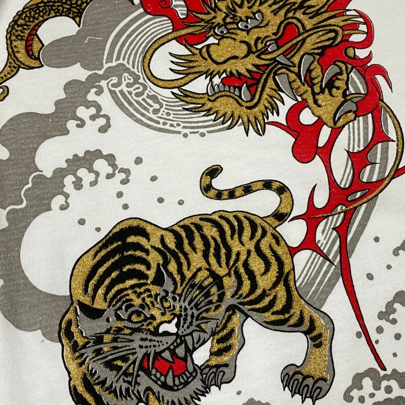ロリコ限定 YOKOSUKA 和柄Tシャツ 龍虎 Tiger Dragon スカT 横須賀名物 