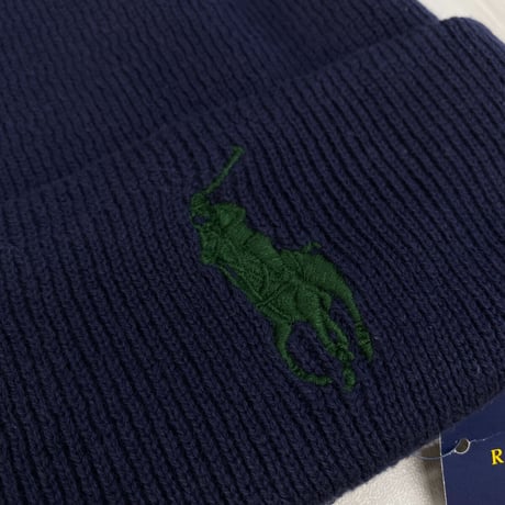 POLO RALPH LAUREN ラルフローレン BIG PONY ポニーロゴ コットンニット帽 ネイビー