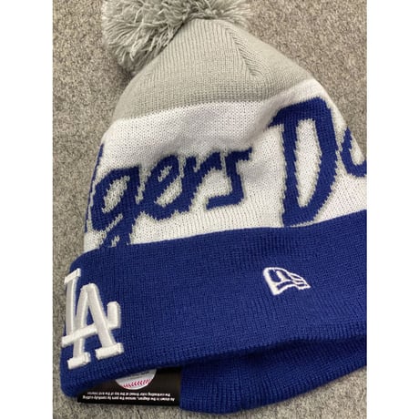 NEWERA ニューエラ LA ロサンゼルス Dodgers ドジャース ニット帽 ポンポン付 ニットキャップ MLB メジャーリーグ 青 グレー