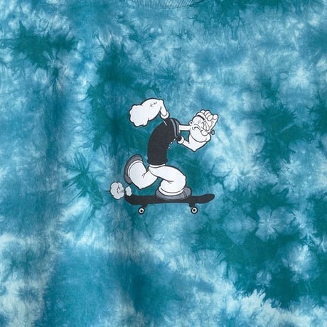 限定モデル HUF ハフ Popeye ポパイ 長袖 Ｔシャツ ロンＴ コラボデザイン tiedye タイダイ MINT ミント 緑青