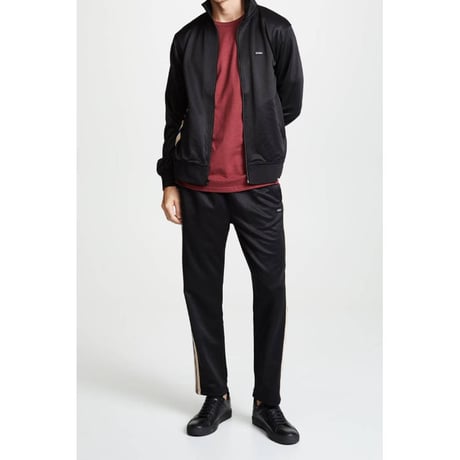 Stussy ステューシー Textured ジャージ トラックジャケット パンツ セットアップ 黒 ジャカードリブ