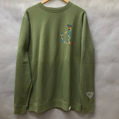 Diamond Supply ダイヤモンドサプライ Unpolo Camo クルーネック スウェットトレーナー モスグリーン 緑