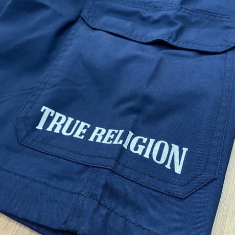 True Religion トゥルーレリジョン BigT Cargo Shorts カーゴショートパンツ ネイビー 蹄 (SJNS36)