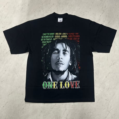 LA発 ボブマーリー One Love グラフィック ヘビーウェイト Tシャツ Bob Marley 黒 (GTS10)