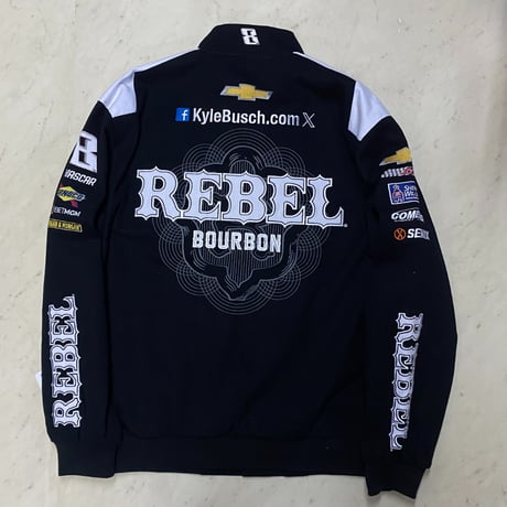 NASCAR ナスカー JHデザイン REBEL Bourbon レーシングジャケット KYLE BUSCH カイルブッシュ #8  (NSCR24)