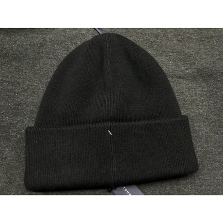海外限定 トミーヒルフィガー TOMMY HILFIGER ニットキャップ 厚手 コットン100％ 黒 フラッグ刺繍