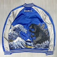 葛飾北斎【神奈川沖浪裏】との夢のコラボ GODZILLA ゴジラ リバーシブル スカジャン (SKJ82)