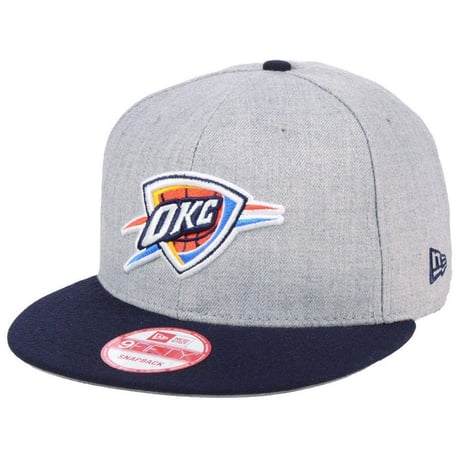 Newera ニューエラ OKC オクラホマシティ Thunder サンダー NBA グレー 紺 スナップバックキャップ 9FIFTY