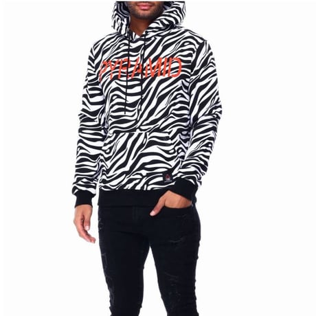 日本未入荷 ブラックピラミッド BLACK PYRAMID プルオーバー パーカー ZEBRA ゼブラ 白 黒 アニマル柄
