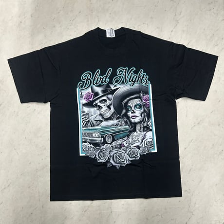 LA発 BLVD Nights ブルーバードナイツ ローライダー アンダーグラウンド グラフィック ヘビーウェイト Tシャツ 黒 (GTS125)