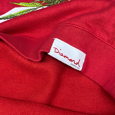 Diamond Supply ダイヤモンドサプライ  Homegrown クルーネック スウェット トレーナー ピスタグ付き 赤