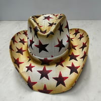 つば広 ウエスタンハット Cowboy Hat カウボーイハット 星柄 ヴィンテージテイスト (CBH7)