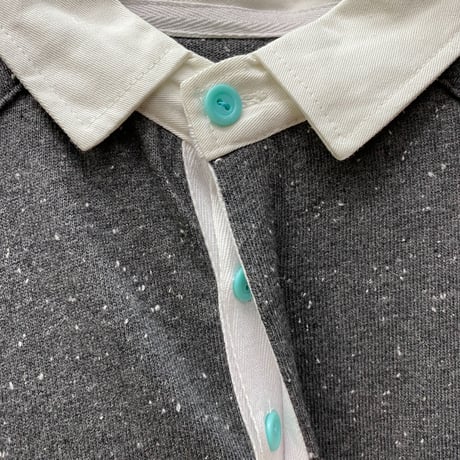 Diamond Supply ダイヤモンドサプライ CREST 襟付き ハーフボタンシャツ MIXカラー ピスタグ付き グレー
