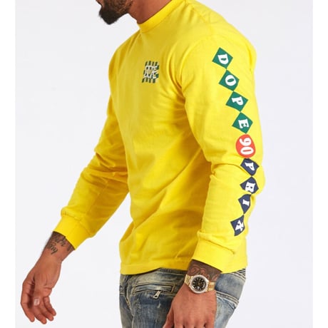 日本未入荷 DOPE ドープ 長袖 Ｔシャツ ロンＴ グランプリ GRAND PRIX ワールドシリーズ 黄色 ステッカー付