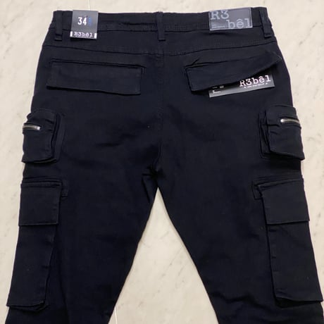 抜群のストレッチ R3BEL JEANS SLIM FIT スリムフィット ストレッチ カーゴパンツ (JNS1)