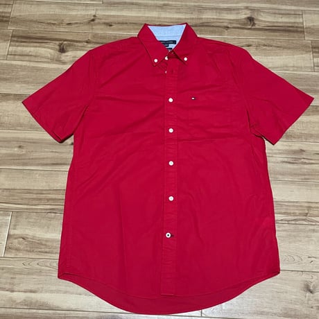 USAモデル TOMMY HILFIGER トミーヒルフィガー 半袖 ボタンダウンシャツ 赤 クラシックフィット