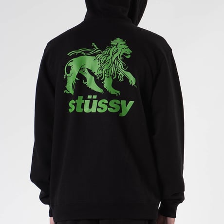 Stussy USA ステューシー ラスタライオン ZIP スウェット ジップアップ 裏起毛 パーカー 黒