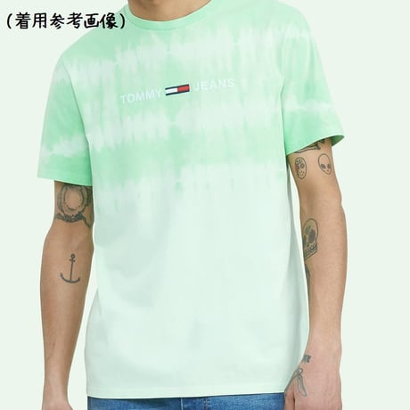 TOMMY JEANS トミージーンズ  半袖 タイダイ Tシャツ 刺繍ロゴ ライトグリーン (st1)