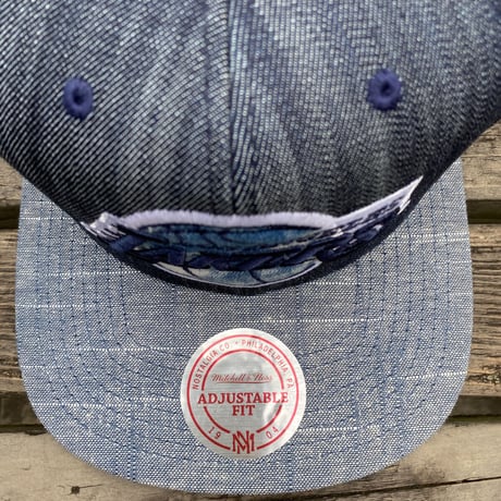 Mitchell&Ness ミッチェル&ネス LA ロサンゼルス Lakers レイカーズ 公式 スナップバックキャップ NBA デニム インディゴ バスケ