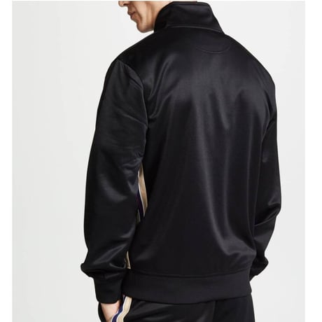 USAモデル Stussy ステューシー Textured ジャージ トラックジャケット 黒 マルチストライプ サイドライン