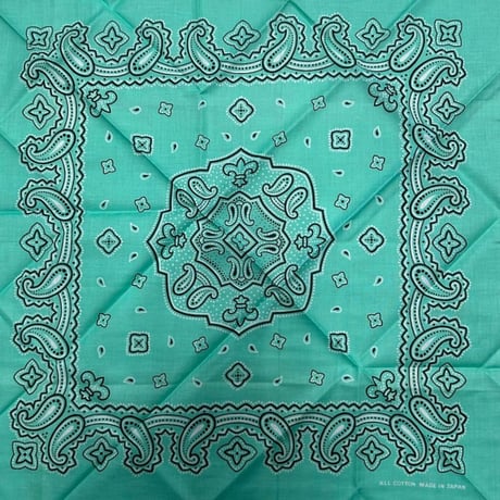 日本製 ペイズリー バンダナ Paisley Bandana 大判サイズ 綿100% エメラルドグリーン (BNDN76)