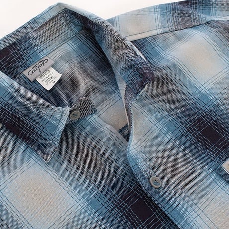 アメリカ製 CALTOP キャルトップ 半袖 オンブレチェックシャツ SKYBLUE GRAY スカイブルー グレー (SBS41)