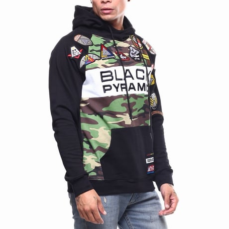 日本未入荷 BLACK PYRAMID ブラックピラミッド Military プルオーバー パーカー 迷彩 ミリタリー パッチ付 クリスブラウン 綿100%