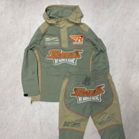 USAブランド REBEL プレミアム レーシング アノラック ウィンドブレーカー 上下 Racing Set-Up オリーブ (SET38)