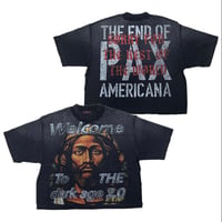 カリフォルニア発 Rare Peace レアピース Welcome To The Dark Age 2.0 クロップドTシャツ ラインストーン (CropT22)
