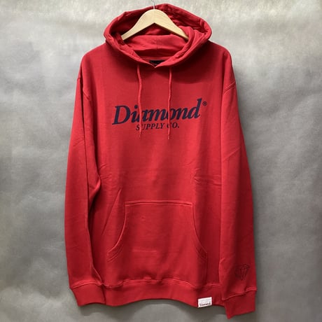 ラスト1  【XL】 ダイヤモンドサプライ Diamond supply co. 赤 プルオーバー パーカー LA ベーシックロゴ