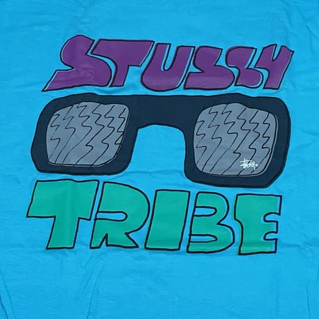 【XL】 Stussy ステューシー TRIBE 半袖 Tシャツ ターコイズブルー 西海岸 ラグナビーチ (59)