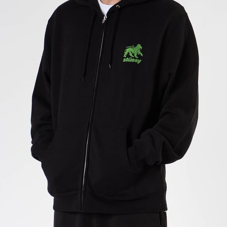 Stussy USA ステューシー ラスタライオン ZIP スウェット ジップアップ 裏起毛 パーカー 黒