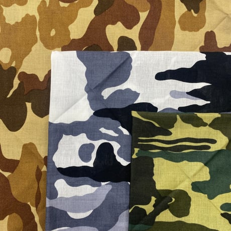 ウッドランドカモ バンダナ Woodland Camo Bandana 大判サイズ 総柄 茶系 (BNDN85)