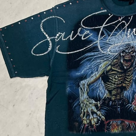 カリフォルニア発 Rare Peace レアピース Save Our Souls スカル ラインスト―ン クロップドTシャツ (CropT43)
