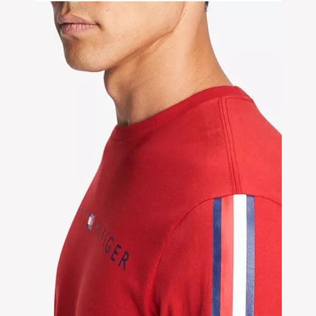 海外限定デザイン TOMMY HILFIGER トミーヒルフィガー  長袖 Tシャツ ロンT 赤 トリコロール