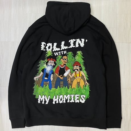 LA発 CreateX5 チーチ＆チョン グラフィック プルオーバー パーカー ROLLIN' WITH MY HOMIES (GFX/Hdy25)