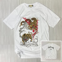 ロリコ限定 YOKOSUKA 和柄Tシャツ 龍虎 Tiger Dragon スカT 横須賀名物 (JPT12)
