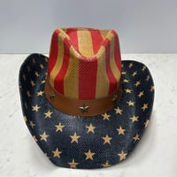 つば広 ウエスタンハット Cowboy Hat カウボーイハット 星条旗 ヴィンテージテイスト (CBH20)