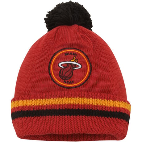 Mitchell&Ness ミッチェルアンドネス 公式 Miami マイアミ HEAT ヒート ポンポン ニットキャップ NBA