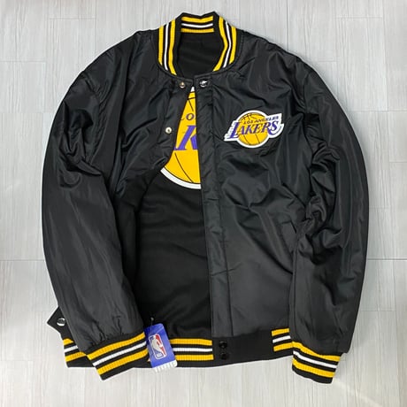 USA限定 JHデザイン LA Lakers ロサンゼルス レイカーズ Throwback リバーシブル スタジャン NBA