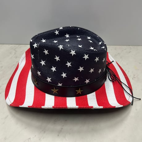 つば広 ウエスタンハット Cowboy Hat カウボーイハット 星条旗 ヴィンテージテイスト (CBH21)