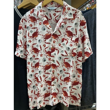 【特別SALE価格】ROBINSON アロハシャツ ALOHA 半袖 オープンカラー 開襟 カニ 蟹 和柄 R10